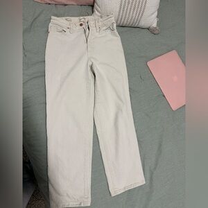 Cream Straight leg, high waisted jeans